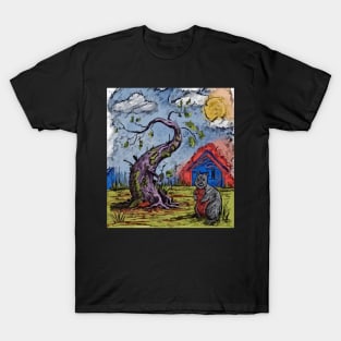 watercolor quokka weird tree with house T-Shirt